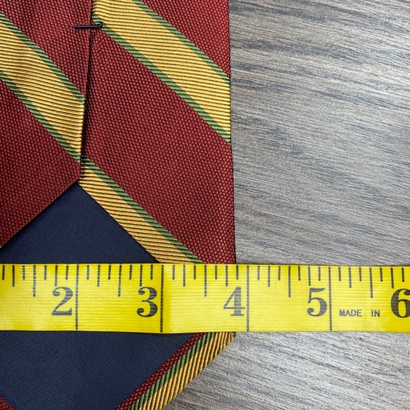 Harold Powell Rust, Gold & Green Stripe Tie - Picture 4 of 4